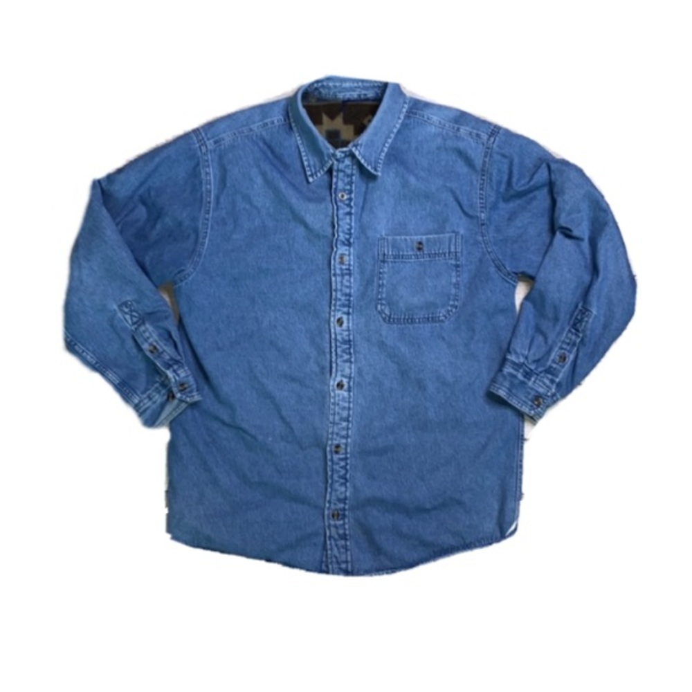 Vintage 80’s Polar Fleece Lined  Aztec Southwestern Jacket Denim Jean Shirt